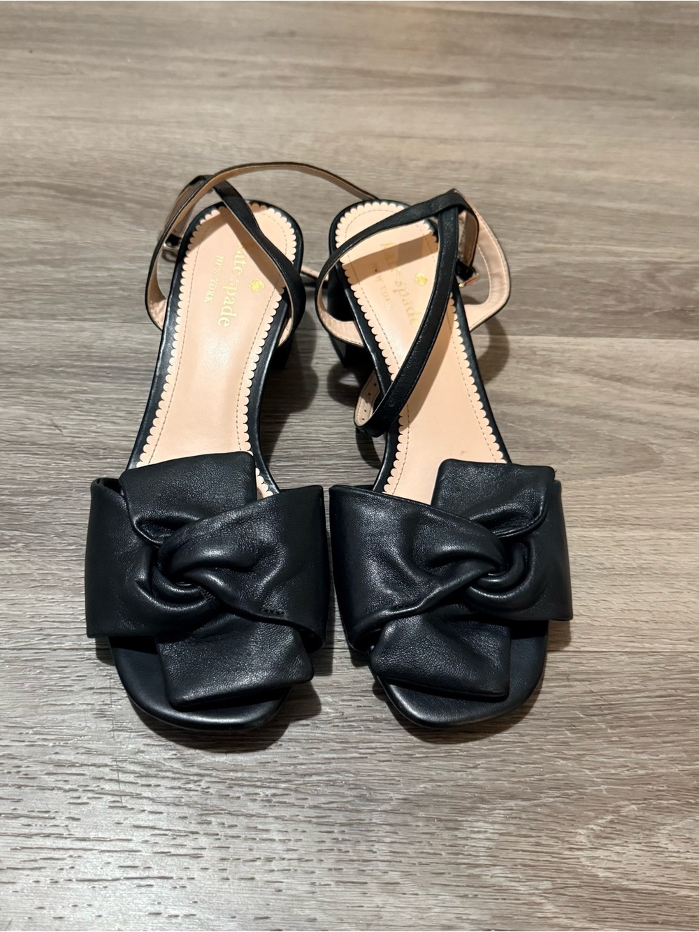 kate spade Black Knotted Leather Open-Toe Sandals